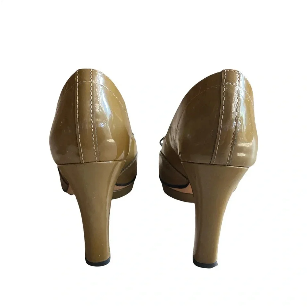 REPETTO Taupe Patent Leather Classic Platform Shoes Size 35/5